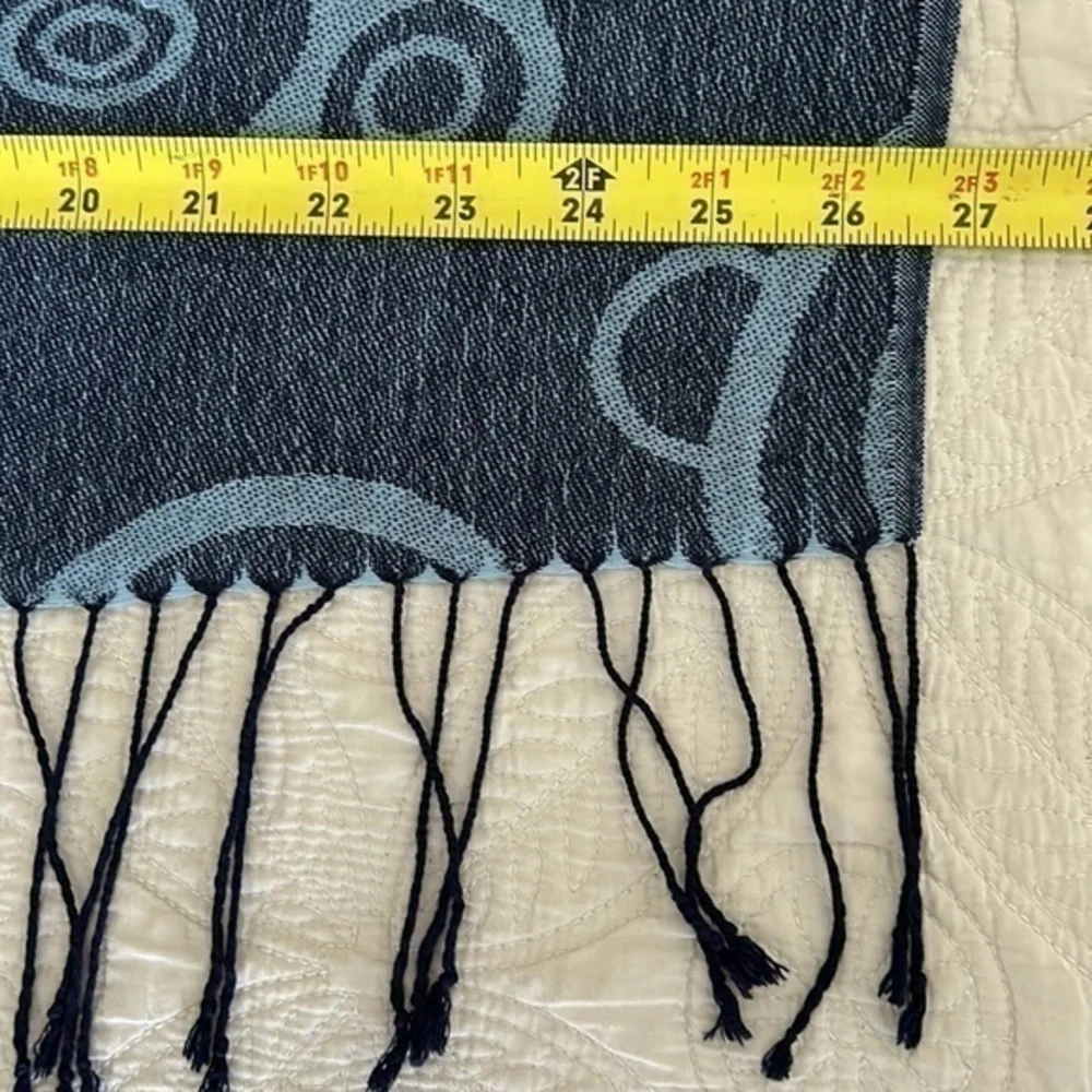 Scarf Pashmina 70% & 30% Silk Blue Circles Design